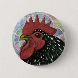Badge Rond 5 Cm Cochin : Tête de coq décorative