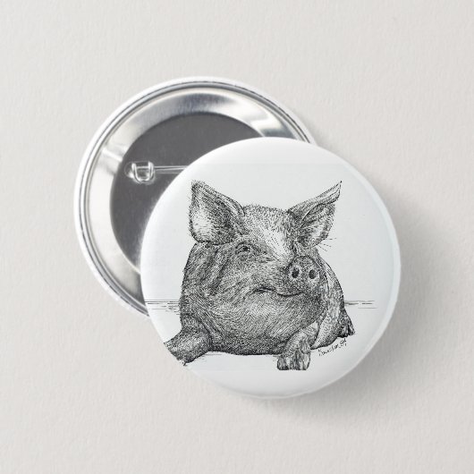 Badge Rond 5 Cm Cochon (Devant & derrière)