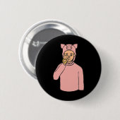 Badge Rond 5 Cm Cochon Animal ASL Geste Mains Sourde Perte d'audit (Devant & derrière)