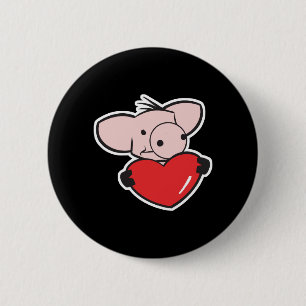 Badge Rond 5 Cm cochon avec coeur