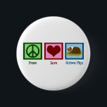Badge Rond 5 Cm Cochon de Guinée mignon<br><div class="desc">Peace Love Guinée Pigs. Un joli signe de paix,  un coeur,  et un mignon cobaye animal de compagnie.</div>