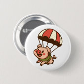 Badge Rond 5 Cm Cochon de parachutisme (Devant & derrière)