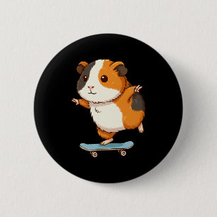 Badge Rond 5 Cm Cochon d'Inde drôle de patineur skateboard balleri