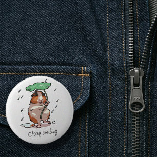 Badge Rond 5 Cm Cochon d'Inde heureux qui garde le sourire en prof