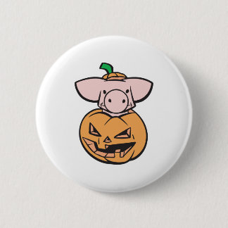 Badge Rond 5 Cm cochon mignon en citrouille jack-o-lanterne