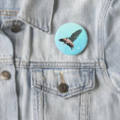Badge Rond 5 Cm Cochon mignon volant dans le ciel (En situation)