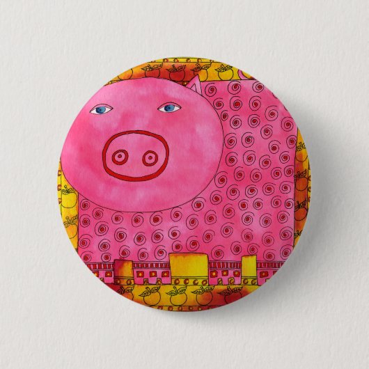 Badge Rond 5 Cm Cochon Motif (Devant)