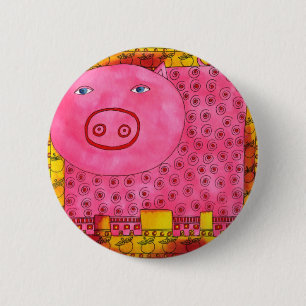 Badge Rond 5 Cm Cochon Motif