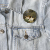 Badge Rond 5 Cm Cochons d'Inde (par George Morland) (En situation)