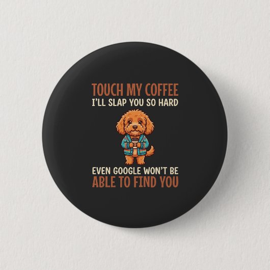 Badge Rond 5 Cm Cockapoo Amoureux de Café Drôle (Devant)