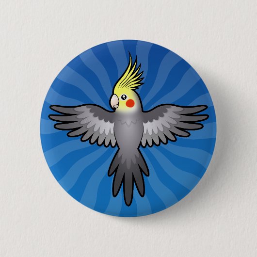 Badge Rond 5 Cm Cockatiel de bande dessinée (Devant)