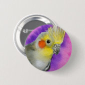 Badge Rond 5 Cm Cockatiel de disco (Devant & derrière)