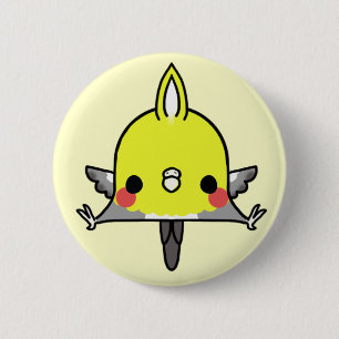 Badge Rond 5 Cm Cockatiel de Kawaii (vous changez l'arrière - plan