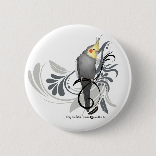 Badge Rond 5 Cm Cockatiel gris (Devant)