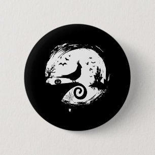 Badge Rond 5 Cm Cockatiel Halloween Costume Lune Silhouette Déplai
