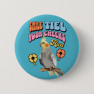 Badge Rond 5 Cm Cockatiel Parrot gai