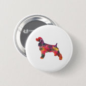 Badge Rond 5 Cm Cocker Spaniel Chien Motif géométrique Silhouette (Devant & derrière)