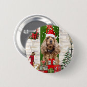 Badge Rond 5 Cm Cocker Spaniel Chien Noël (Devant & derrière)