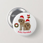 Badge Rond 5 Cm Cocker spaniel Feliz Navidad (Devant & derrière)