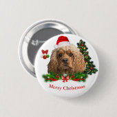 Badge Rond 5 Cm Cocker spaniel Noël Bouton (Devant & derrière)