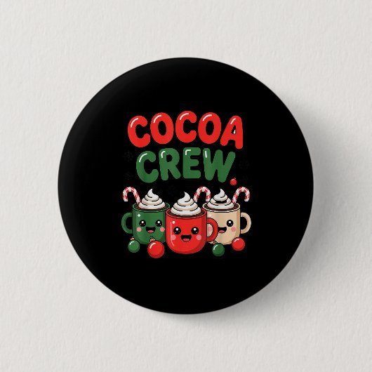 Badge Rond 5 Cm Cocoa Crew Christmas Hot Chocolate Pajamas For Fam (Devant)