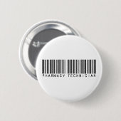 Badge Rond 5 Cm Code barres de technicien de pharmacie (Devant & derrière)