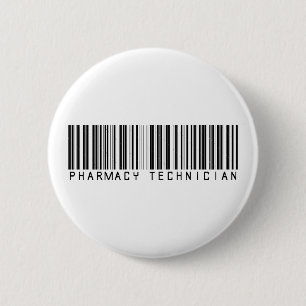 Badge Rond 5 Cm Code barres de technicien de pharmacie