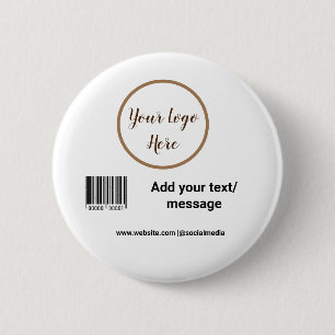 Badge Rond 5 Cm code-barres personnalisé simple ajoutez votre text