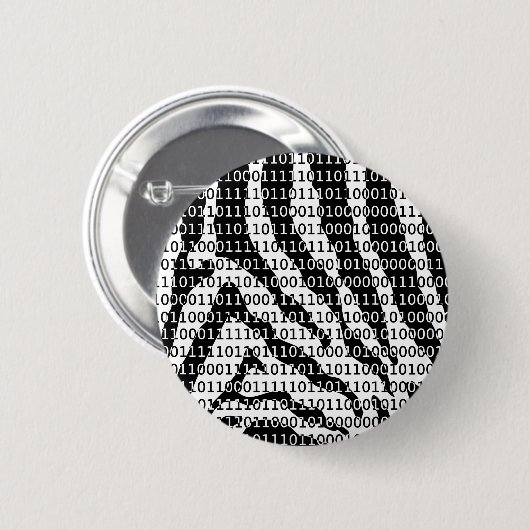 Badge Rond 5 Cm Code binaire Zebra noir et blanc (Devant & derrière)