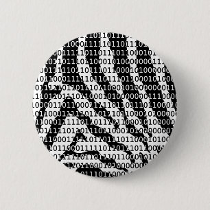 Badge Rond 5 Cm Code binaire Zebra noir et blanc