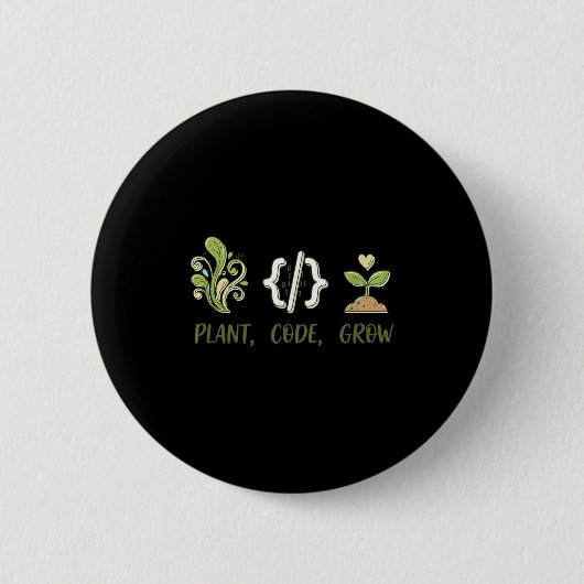 Badge Rond 5 Cm Code de plante de programmation de jardinage de cr (Devant)