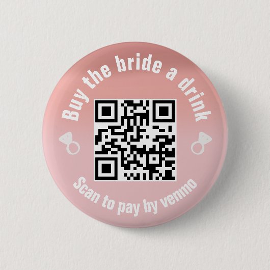 Badge Rond 5 Cm Code QR Acheter Un Verre à la Mariée (Devant)