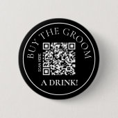 Badge Rond 5 Cm Code QR Acheter un verre au marié moderne Noir (Devant)