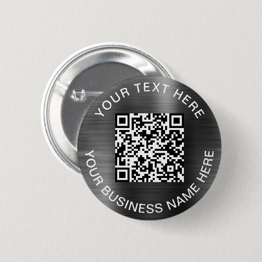 Badge Rond 5 Cm Code QR argent promotionnel moderne (Devant & derrière)