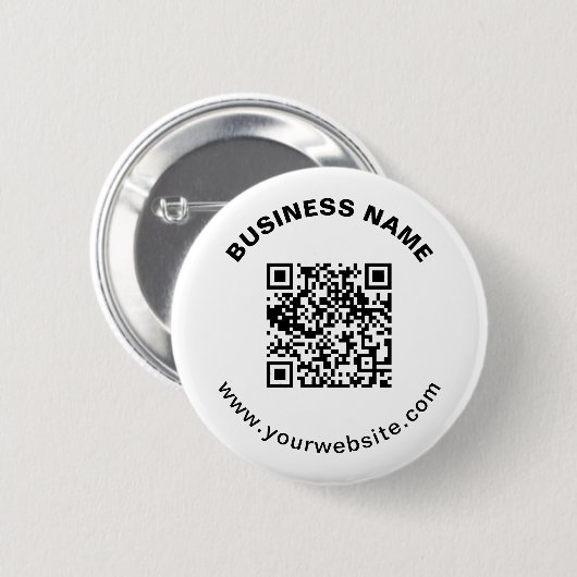 Badge Rond 5 Cm Code QR avec nom d'entreprise Texte circulaire gra (Devant & derrière)