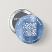 Badge Rond 5 Cm Code QR de l'épingle bleue de l'entreprise promoti (Devant & derrière)