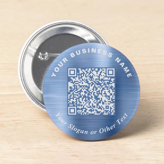 Badge Rond 5 Cm Code QR de l'épingle bleue de l'entreprise promoti