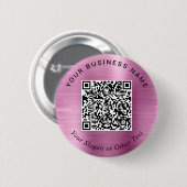 Badge Rond 5 Cm Code QR de l'épingle rose promotionnelle d'entrepr (Devant & derrière)