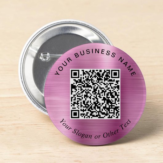 Badge Rond 5 Cm Code QR de l'épingle rose promotionnelle d'entrepr