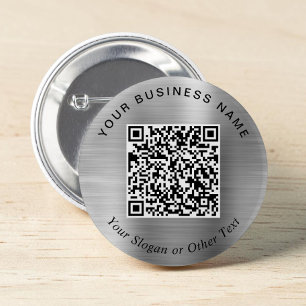 Badge Rond 5 Cm Code QR de pin argent pour entreprise promotionnel