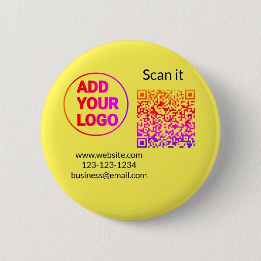 Badge Rond 5 Cm Code QR minimal simple ajouter un logo scanner nom (Devant)