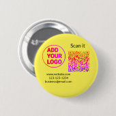 Badge Rond 5 Cm Code QR minimal simple ajouter un logo scanner nom (Devant & derrière)