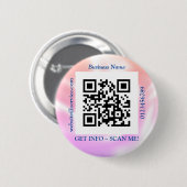 Badge Rond 5 Cm Code QR Nom du site Web Promo de l'entreprise, iri (Devant & derrière)