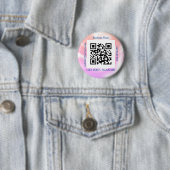 Badge Rond 5 Cm Code QR Nom du site Web Promo de l'entreprise, iri (En situation)