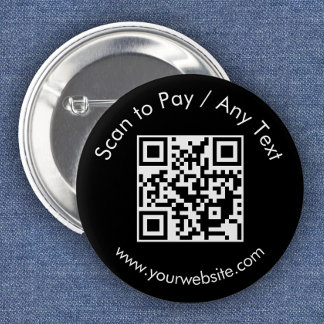 Badge Rond 5 Cm Code QR personnalisé / Noir de texte