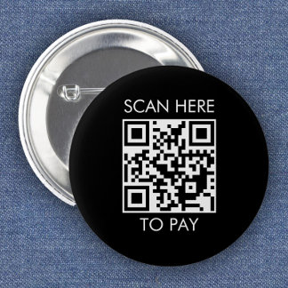 Badge Rond 5 Cm Code QR personnalisé / Noir de texte