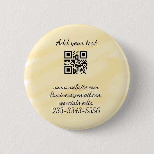Badge Rond 5 Cm code QR personnalisé simple ajouter votre nom text (Devant)