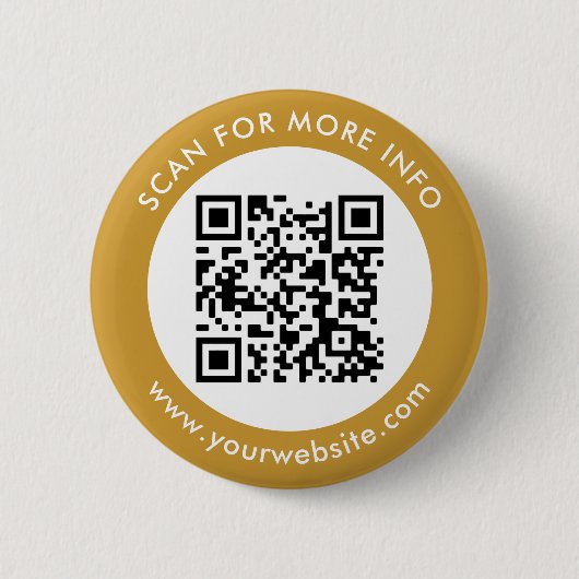 Badge Rond 5 Cm Code QR personnalisé Texte noir blanc or (Devant)