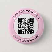 Badge Rond 5 Cm Code QR personnalisé Texte rose noir (Devant)