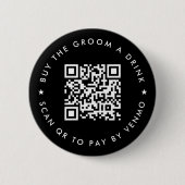 Badge Rond 5 Cm Code QR pour enterrement de vie de garçon noir Ach (Devant)